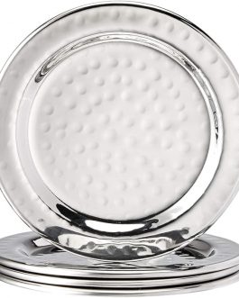 Hammered 4-Inch Stainless Steel Coasters- Set of 4 – Made from Stainless Steel